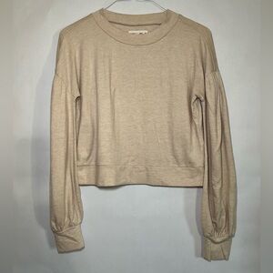 Lani The Label Tan Normalcore Cozy Girl Minimalist Long Sleeve Top Size Small